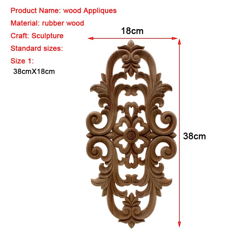 VZLX Ongeverfd Hout Eiken Golf Bloem Onlay Decal Hoek Applique voor Meubelen Decor Decoratieve Hout Gesneden Lange Applique: 38cmX18cm