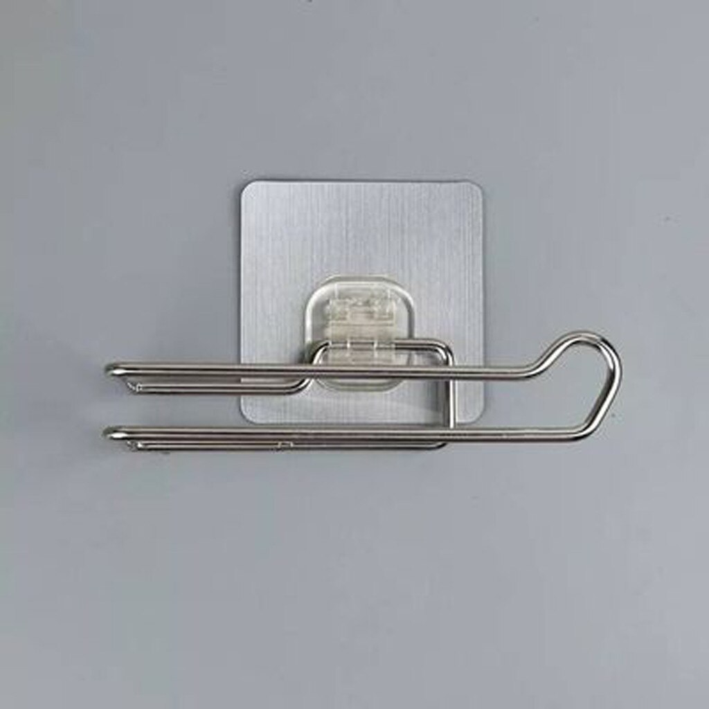 Porte-serviette en papier adhésif | Étagère de rangement pour salle de bain, rouleau de papier organisateur de papier, porte-serviettes en acier inoxydable, porte-serviettes mural: Default Title