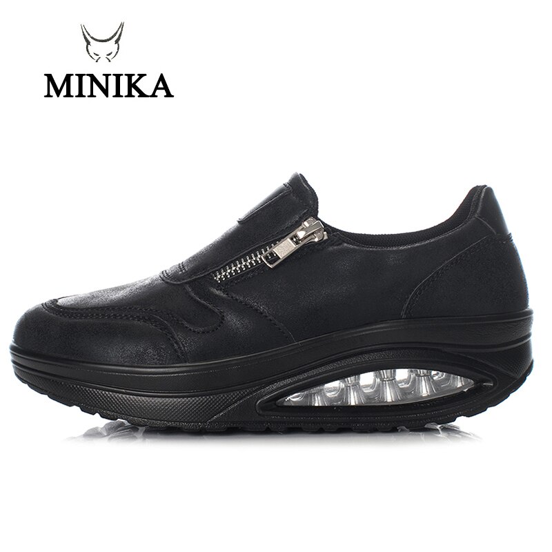 Air Cushion Shake Shoes Female Shoes Zipper Slip On Sneaker Outdoor Silver Deportivas De Mujer Sport Shoe Zapatillas Shape Ups