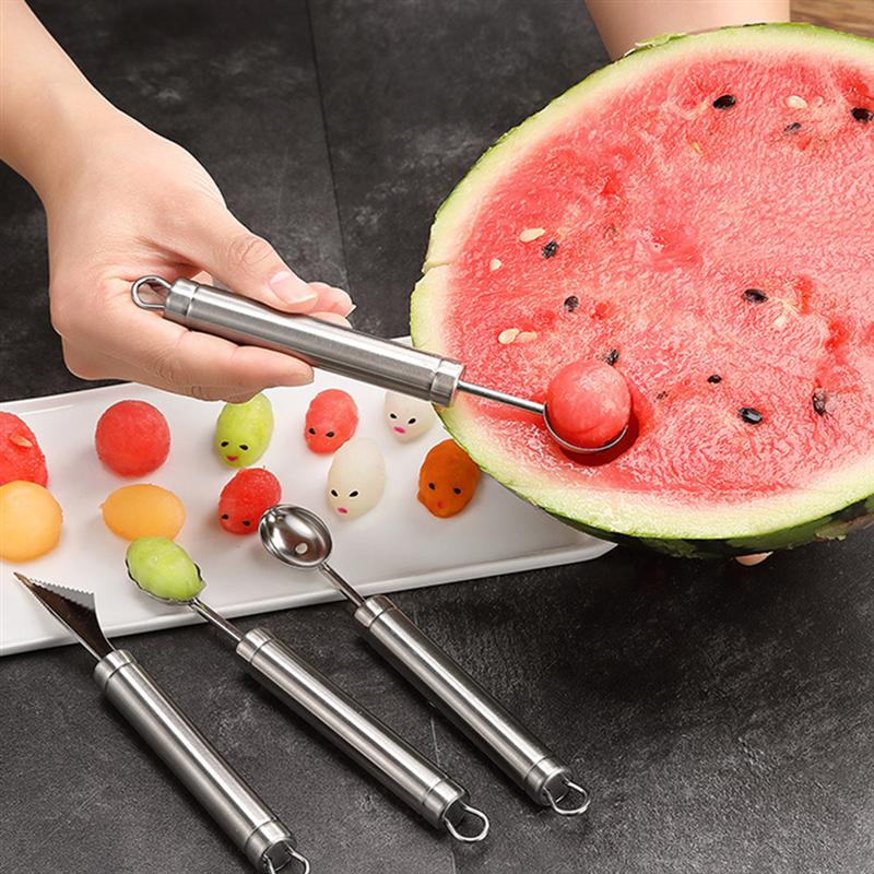4Pcs Fruit Ball Spoons Stainless Steel Melon Ball Spoons Fruit Baller Scoops Kitchen Tool Fruit Carving Knife Ball Scoop
