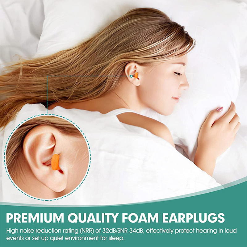 Bouchons d'Oreilles Coniques en Mousse Souple Orange, Protection pour la MAXdu Bruit du Sommeil, Réduction du Bruit, Isolation Phonique, 20 Pièces