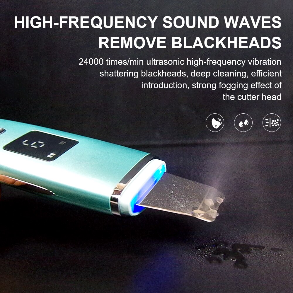 Ultrasonic Skin Scrubber Facial Spatula Blackhead Remover Pore Cleaner Deep Cleansing Beauty Face Lifting