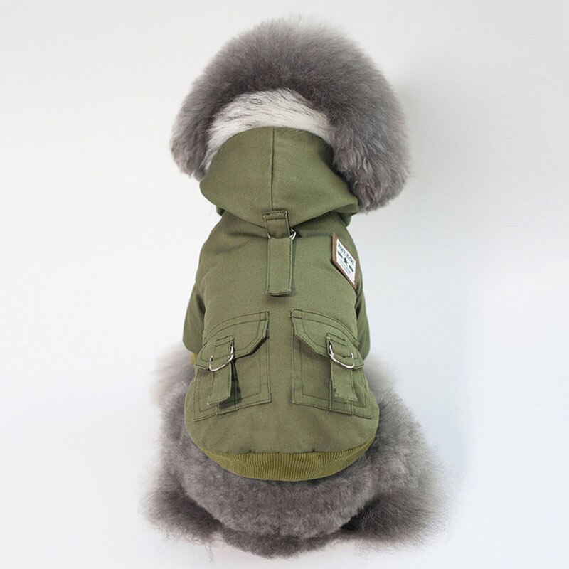 Ubrania dla zwierząt domowych ciepłe małe ubrania dla psa zima peleryna dla psa dla Chihuahua miękkie futrzany kaptur kurtka dla szczeniaka ubrania dla psów Chihuahua: army green / XXL