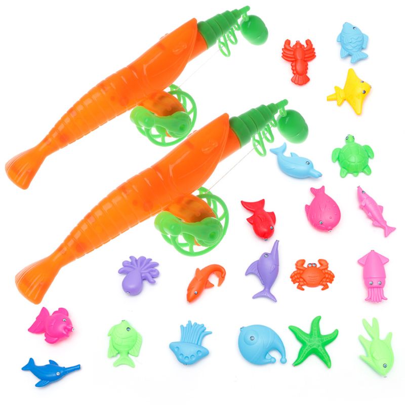 Educational Baby Child Kids Magnetic Fishing Rod Fish Model Toy Fun Game L4MC