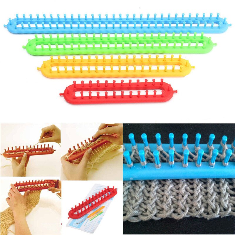 4 Size Weefgetouw Breien Knitter Kit Plastic Pompom Sok Hoed Sjaal Sjaals Maker Plastic Lange Handvat Diy Weven Tool