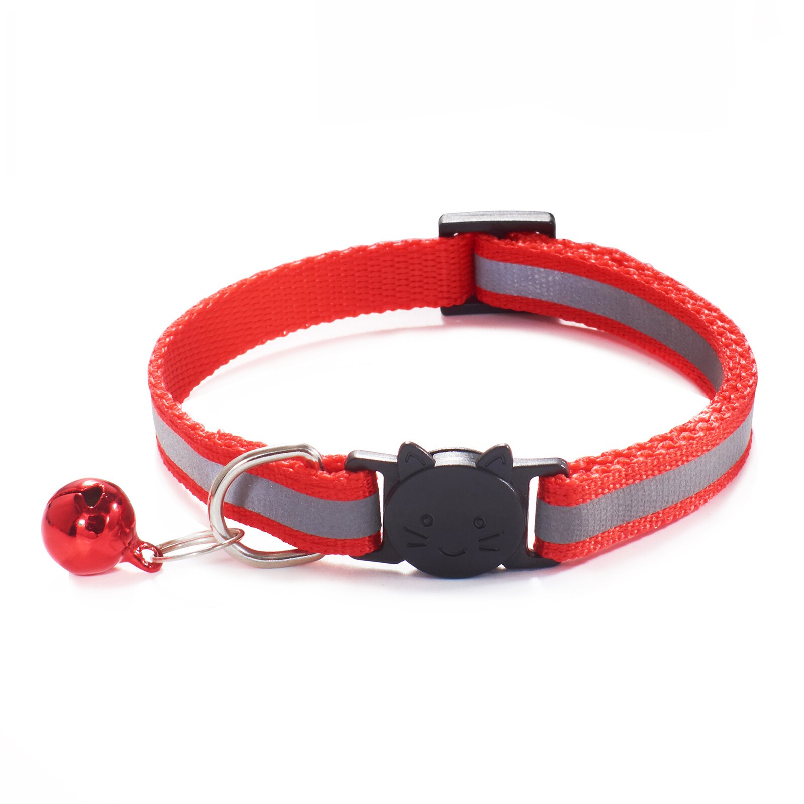 Collar de campana para gatos calientes, hebillas ajustables reflectantes de nailon, Collar para mascotas, seguro, botón para cabeza de gato, accesorios bonitos: 8