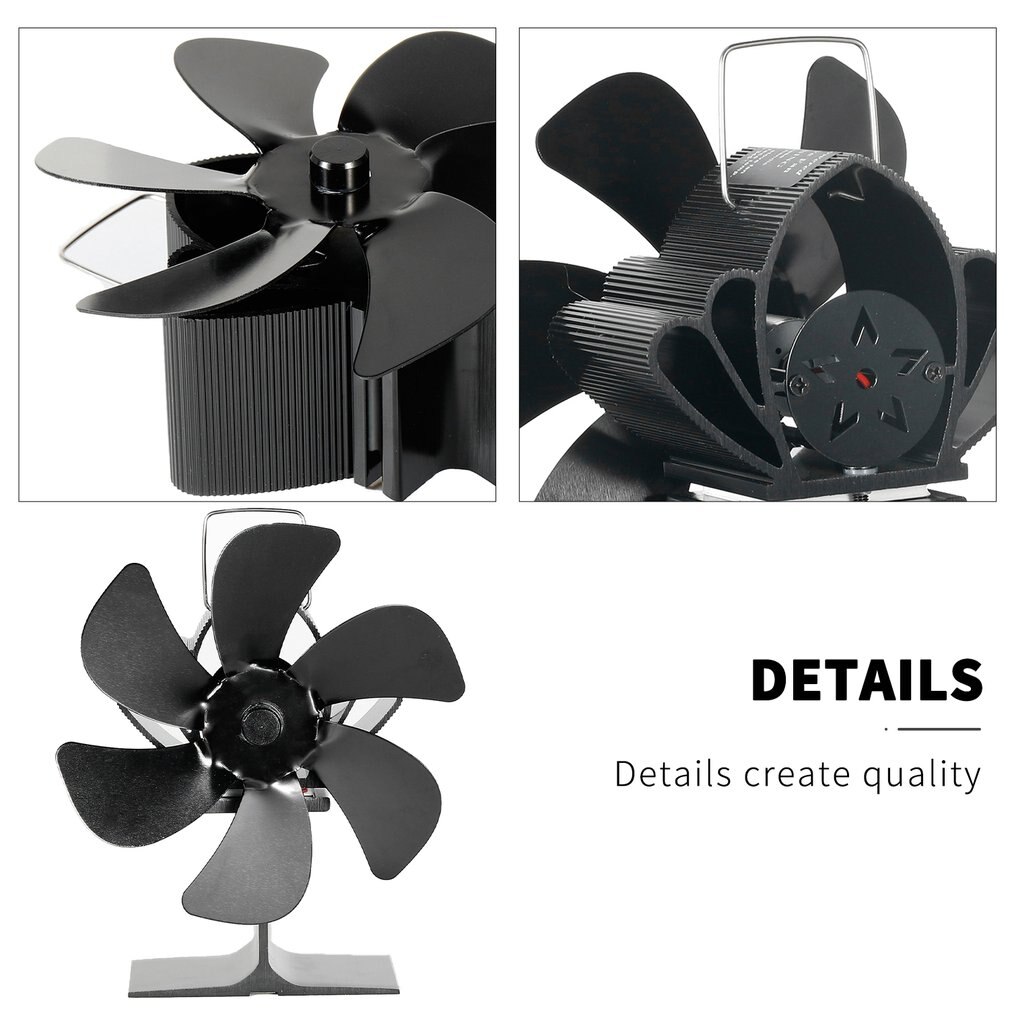 SF105G Fireplace Thermal Power Fan Portable 6-blade Aluminum Alloy Silent Fireplace Thermal Power Fan