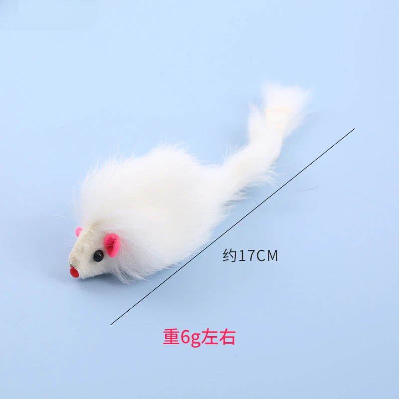 Fausse souris à longue queue en fourrure de lapin pour chat, jouet à mâcher en peluche, fournitures pour animaux de compagnie, 1 pièce