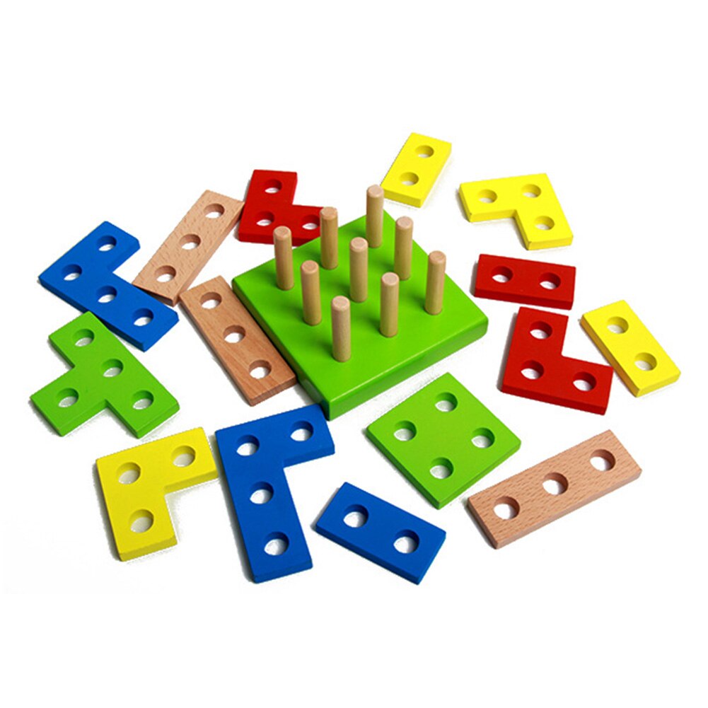 Fargerike tre sortering puslespill bord geometrisk form stabler utdanning barna leketøy