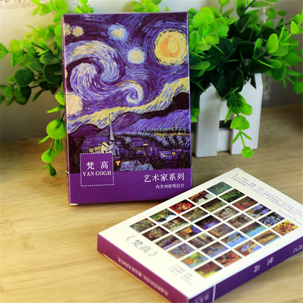 30pcs Vintage Oil Painting Greeting Card Card Message Note Letter Paper Mini Postcard Birthday Letter Paper Set Envelope