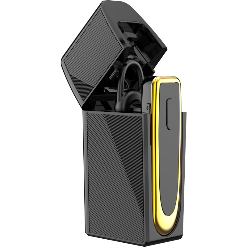 Handsfree Business Bluetooth Headphone With Mic Voice Control Wireless Earphone Bluetooth Headset For Drive Noise Cancelling: Golden Set