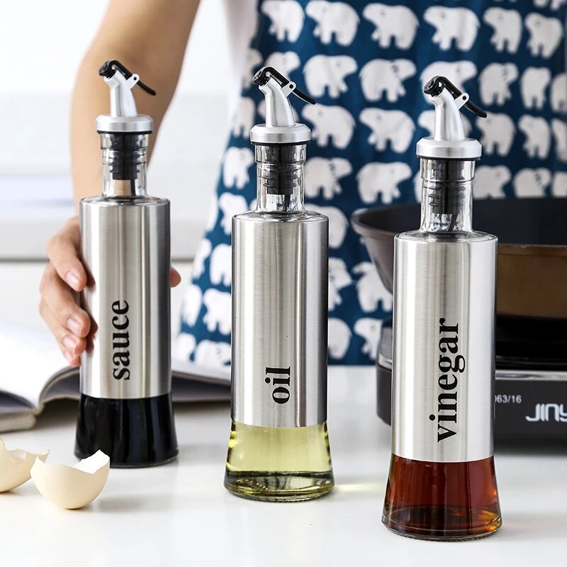 Keuken Olijfolie Cruet Fles Azijn Dispenser Olie Container No-Drip Dubbele Muur Koken Olie Dispensering Fles Vaatwas Veilig