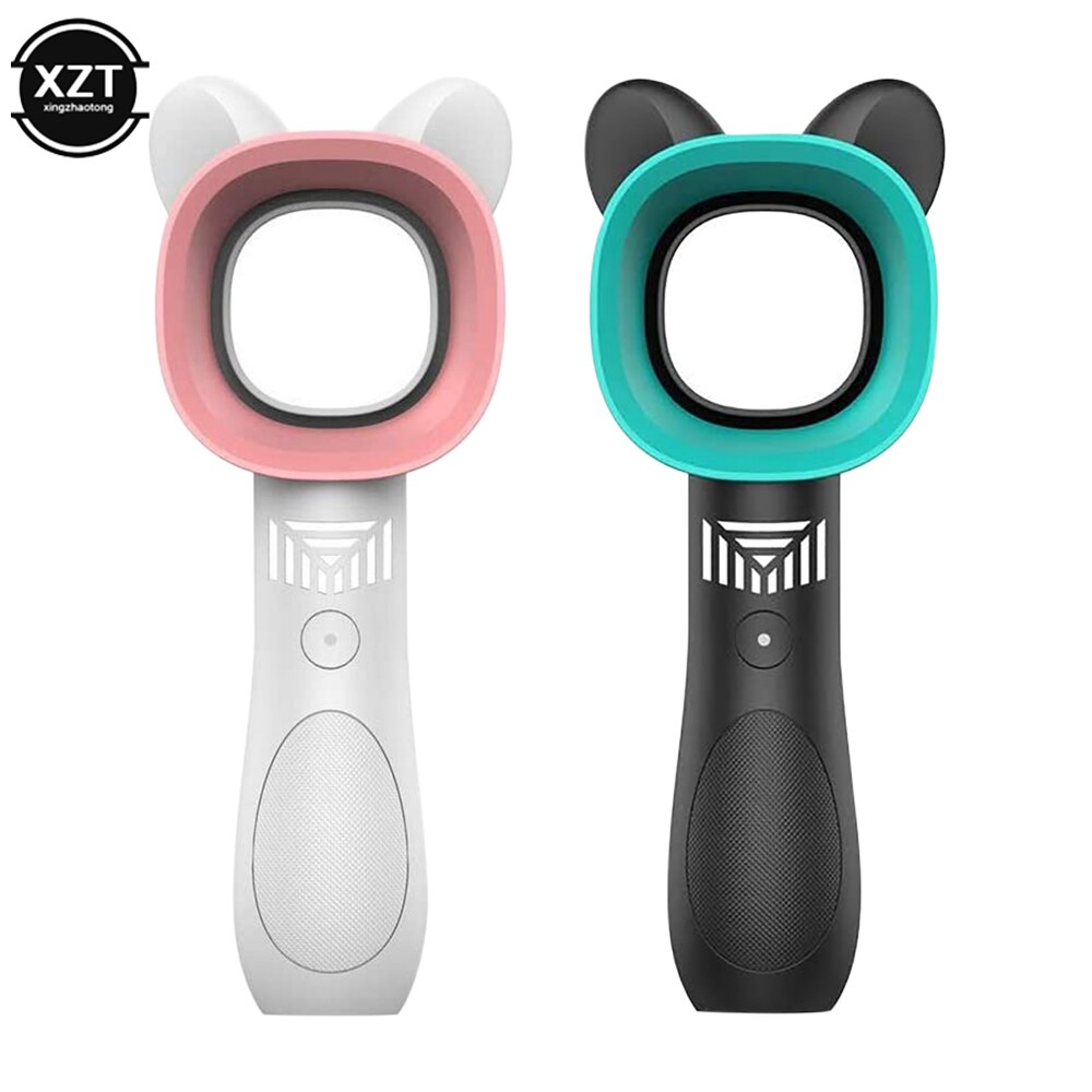 Ventilador sin aspas con orejas de gato, Mini enfriador de aire portátil con carga USB, silencioso, adecuado para oficina, deportes al aire libre, viajes, Verano