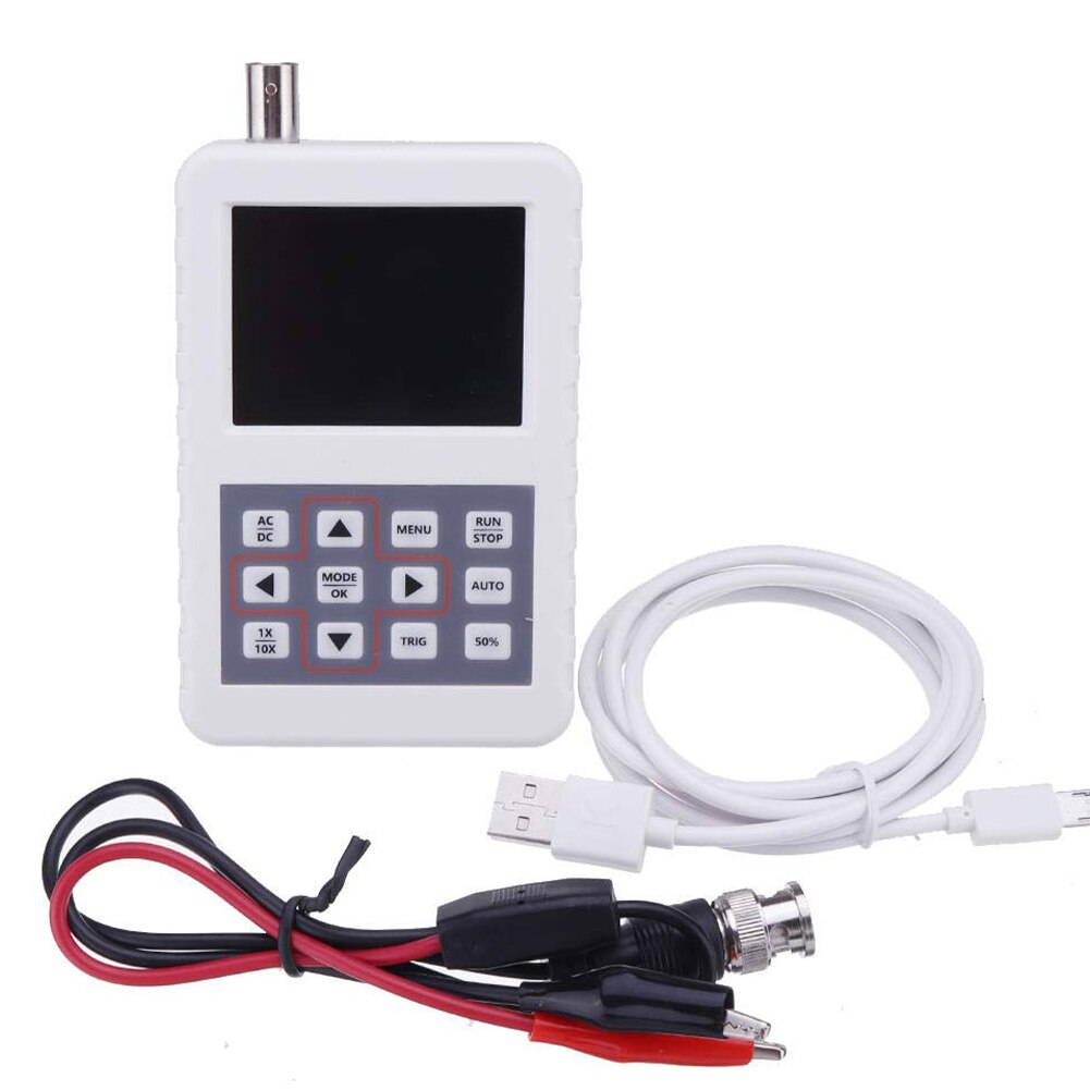 Mini Digital Oscilloscope 5MHz 20MSps Sampling Rate Handheld Portable Automotive White Oscilloscope Kit Standard Probe