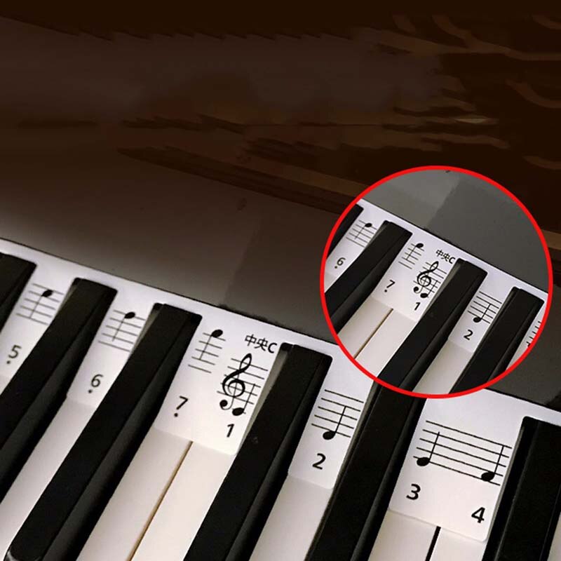 61/81 Key Piano Stickers Transparent Piano Keyboard PVC Sticker Piano Stave Electronic Keyboard Name Note Sticker Accessories