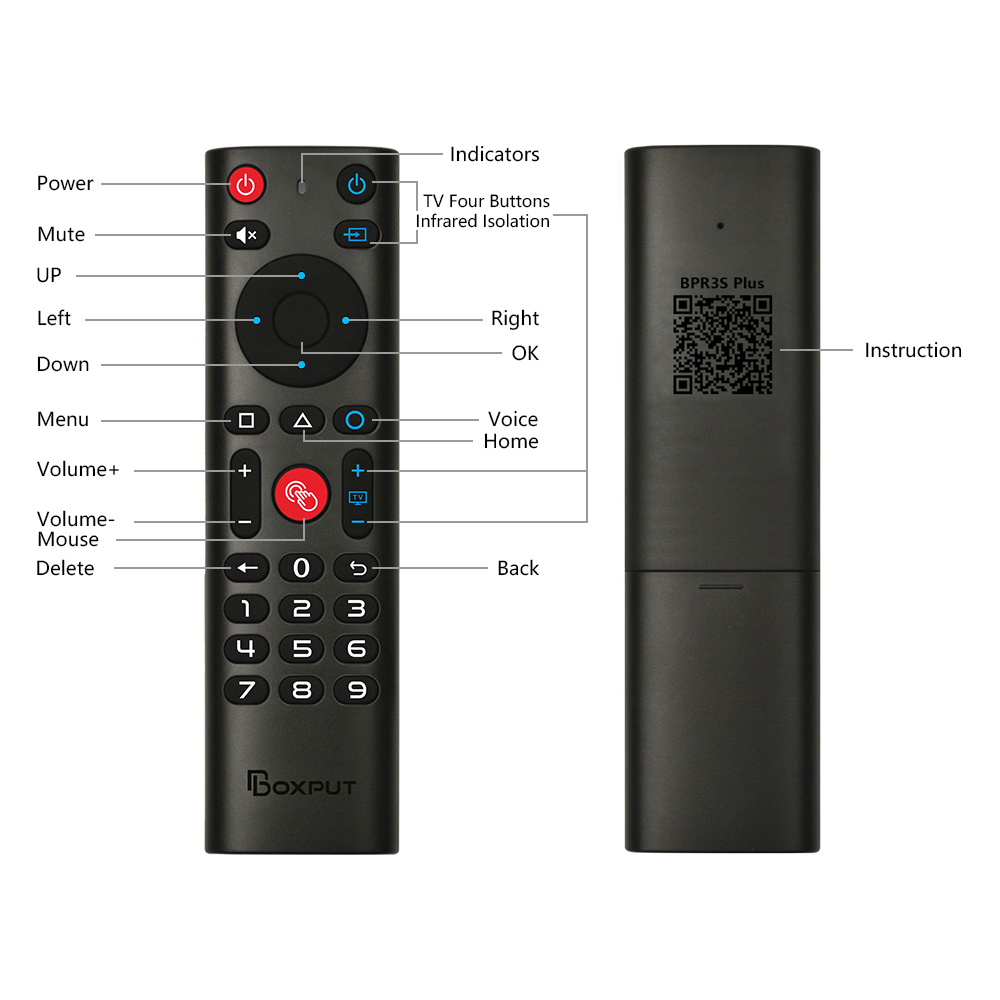 BPR3S BPR3S PLUS BT Air Mouse sterowanie głosem i nauka bezprzewodowego pilota z żyroskopem dla Android Smart TV opakowanie TV Stick