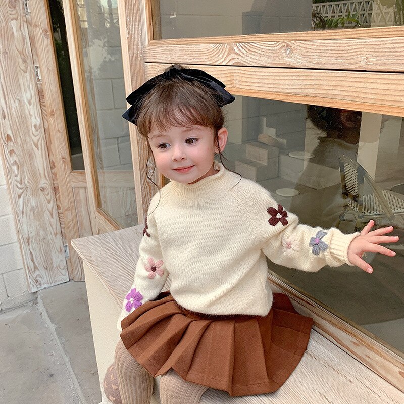 2020 nuovo Bambino di Inverno Delle Ragazze Lavorato A Maglia Pullover Maglie E Maglioni Stile Coreano Crochet Dolcevita Collare Magliette E Camicette Bambini Bambini Maglione Caldo