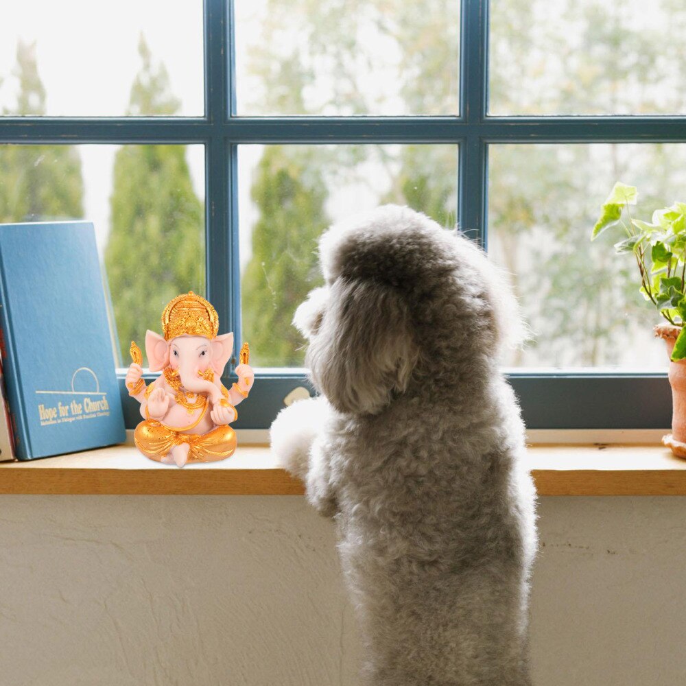 Resin India Elephant God Buddha Statue Desktop Wealth Sculpture Decoration