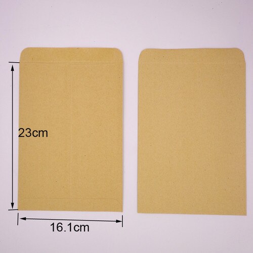 Sobre Kraft de 10 Uds., bolsa de papel autoadhesiva de varios tamaños en blanco, tarjeta postal, sobre de invitación para boda, papelería escolar para oficina: 23x16.1cm
