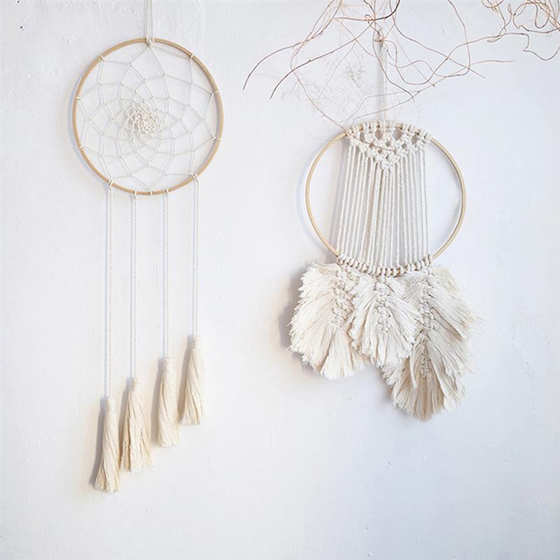 Houten Macrame Ring Bloemen Dream Catcher Cirkel Diy Bamboe Ronde Fan Ring 12.5/18/20/23 Cm