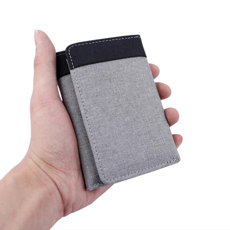 Męski portfel płócienny z etui na dowód osobisty Etui na karty Portfel 8-gniazdowy Hasp Męska torebka Mini potrójny portfel męski