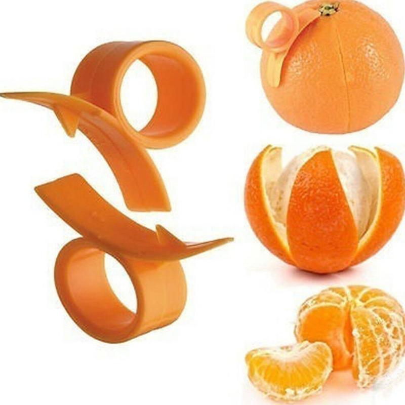 Orange Plastic Peeler Curved Ring Peel Tool Cutting Opener Finger Orange Remover Lemons Citrus Rind Shape Accessories R2I8