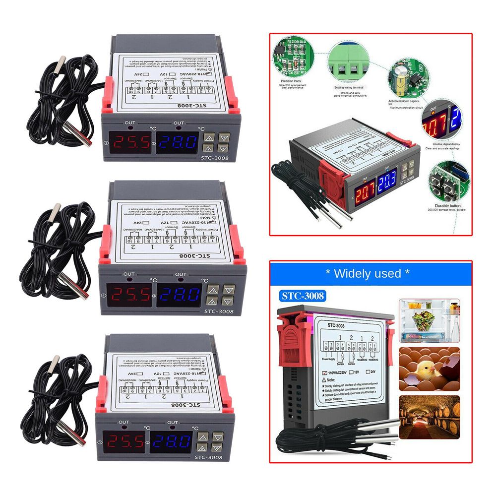 STC-3008 KT99 Dual Digital Temperatur Regler Zwei Relais Ausgang 12V 24V 220V Temperaturregler t Mit Heizung Kühler