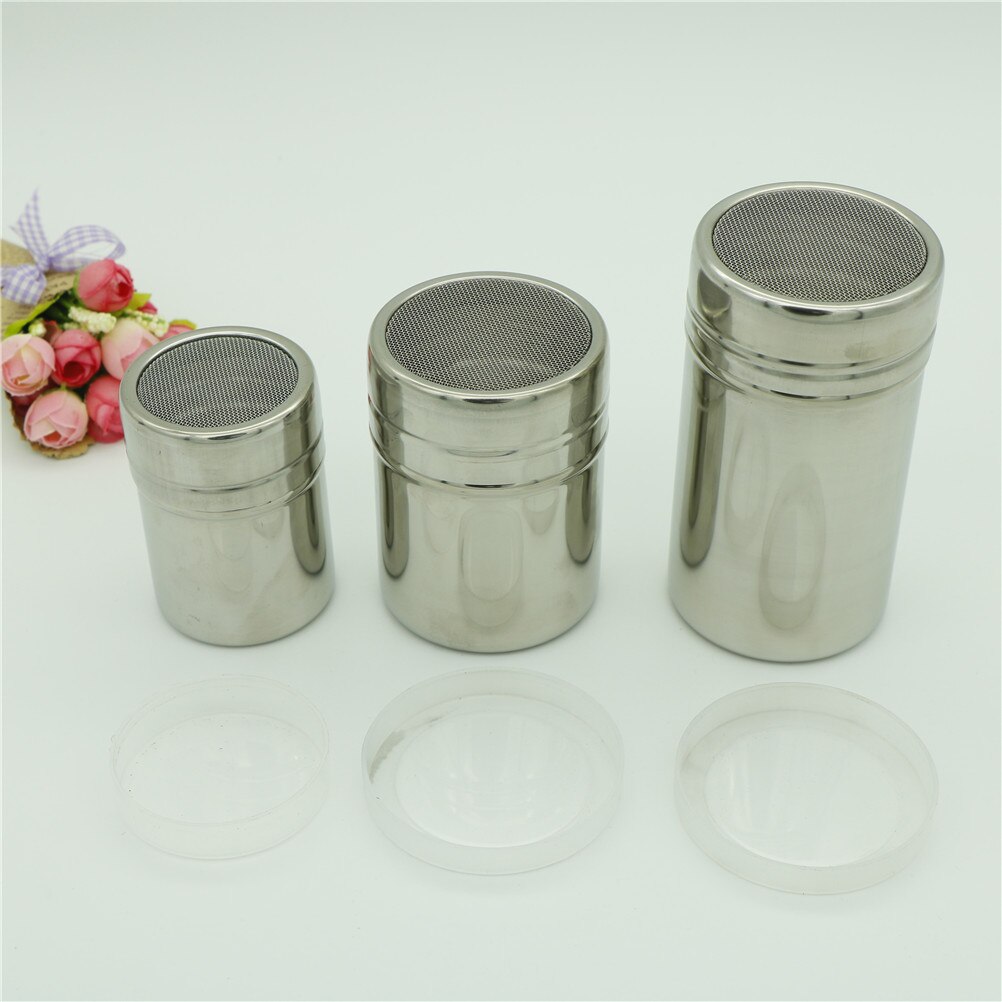 1Pc Silver Stainless Steel Flour Salt Sifter Icing Sugar Dredger Cocoa Chocolate Powder Shaker 3 Sizes