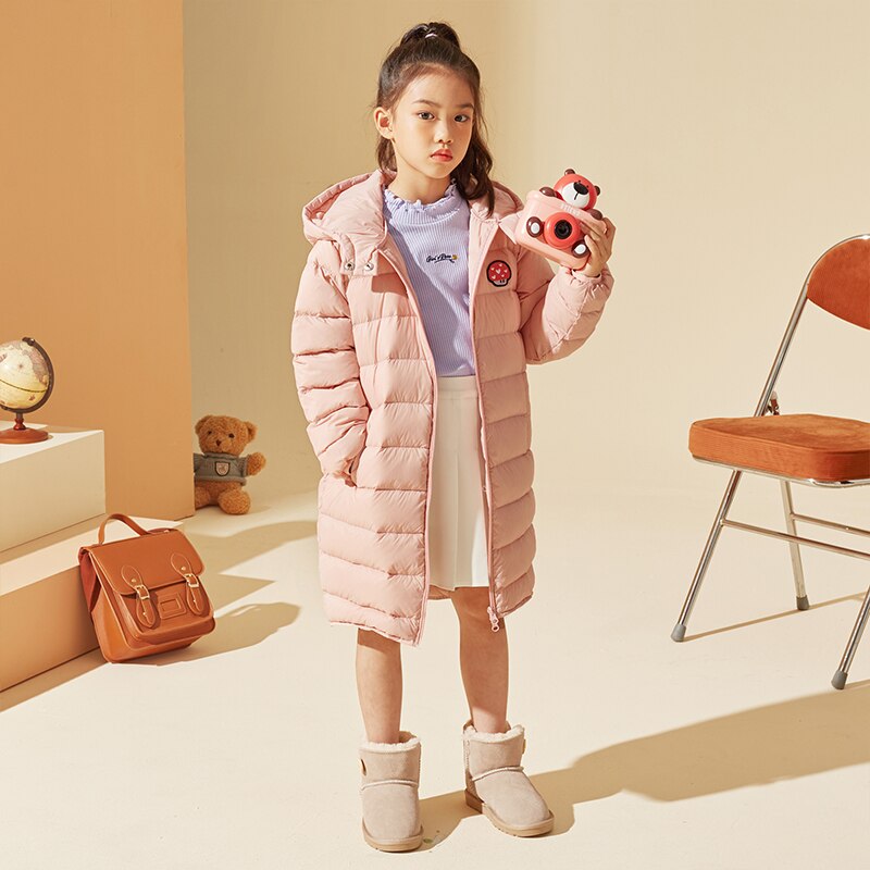 TON LION KIDS Winter Korean Casual Warm Girls Long Down Jacket 5-12 Years Old Baby Girl Winter Coat Winter for Girls