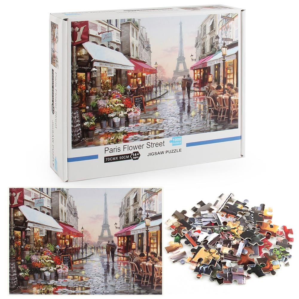 Paris blomst street puzzle 1000 brikker puslespil til voksne børn