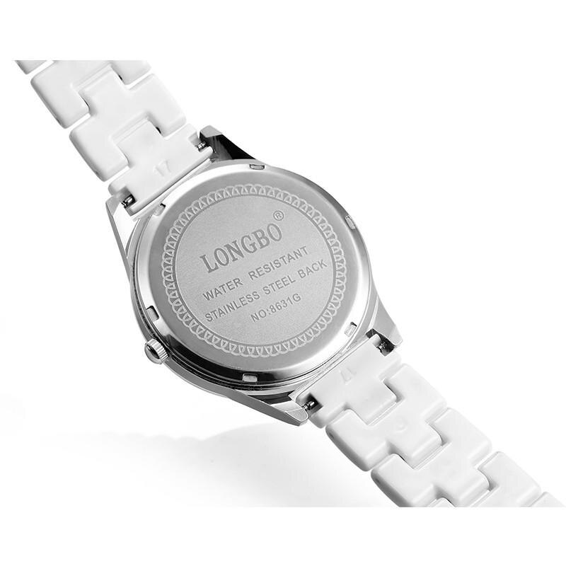 TIke Toker, Luxe Witte Keramische Waterbestendig Klassieke Makkelijk Lezen Sport Vrouwen Polshorloge Dame Strass horloge 08