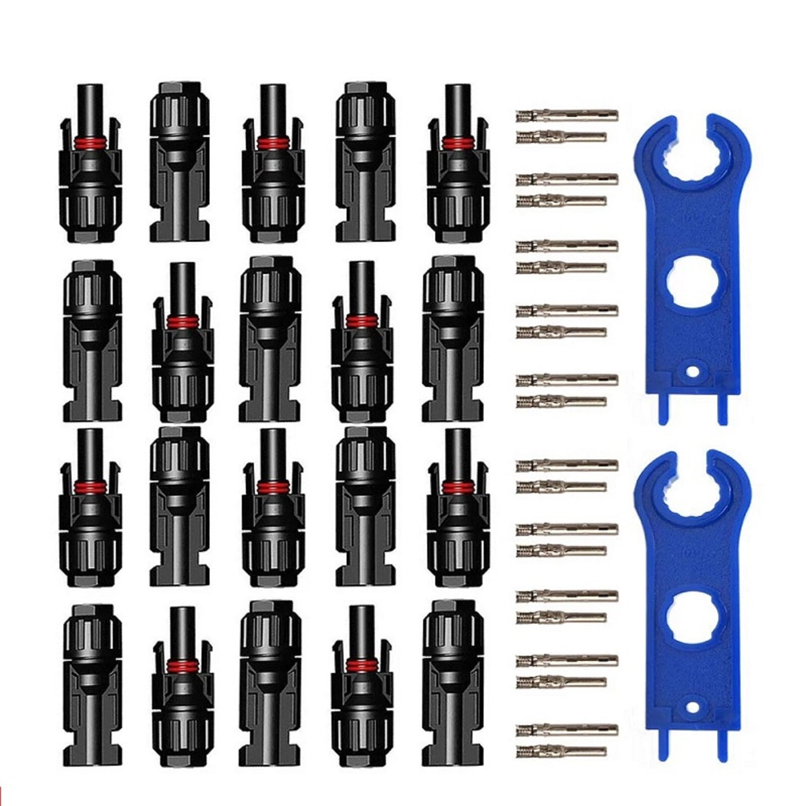 Solar PV Connector male and female Solar Panel Connectors 2T 3T 4T 5T 6T 2Y 3Y 4Y Multi T Y Branch PV Solar connector energy use: 10pairs with Spanner