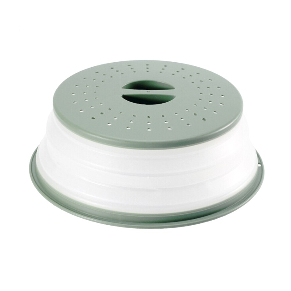 Microwave Splash-proof Cover, Collapsible Food Cover Hollow-out Drain Basket with Handle: Green