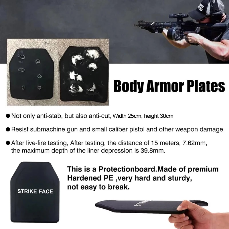 NIJ IIIA PEUD Skuddsikker tallerken - Skuddsikker Vest - Ryggsekk Ballistisk Brett 10x12