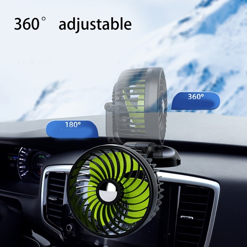 VENTILADOR DE MESA USB para coche, 5V, 12V, 24V, rotación de 360 °,