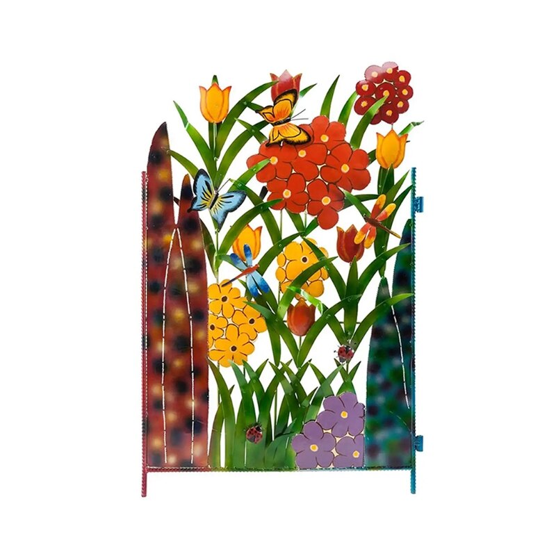 Valla de arte del hierro para jardín, cerca de decoración del hogar, borde de bordes, cuadro de paisaje artesanal, cama de flores, ornamento de jardín: A