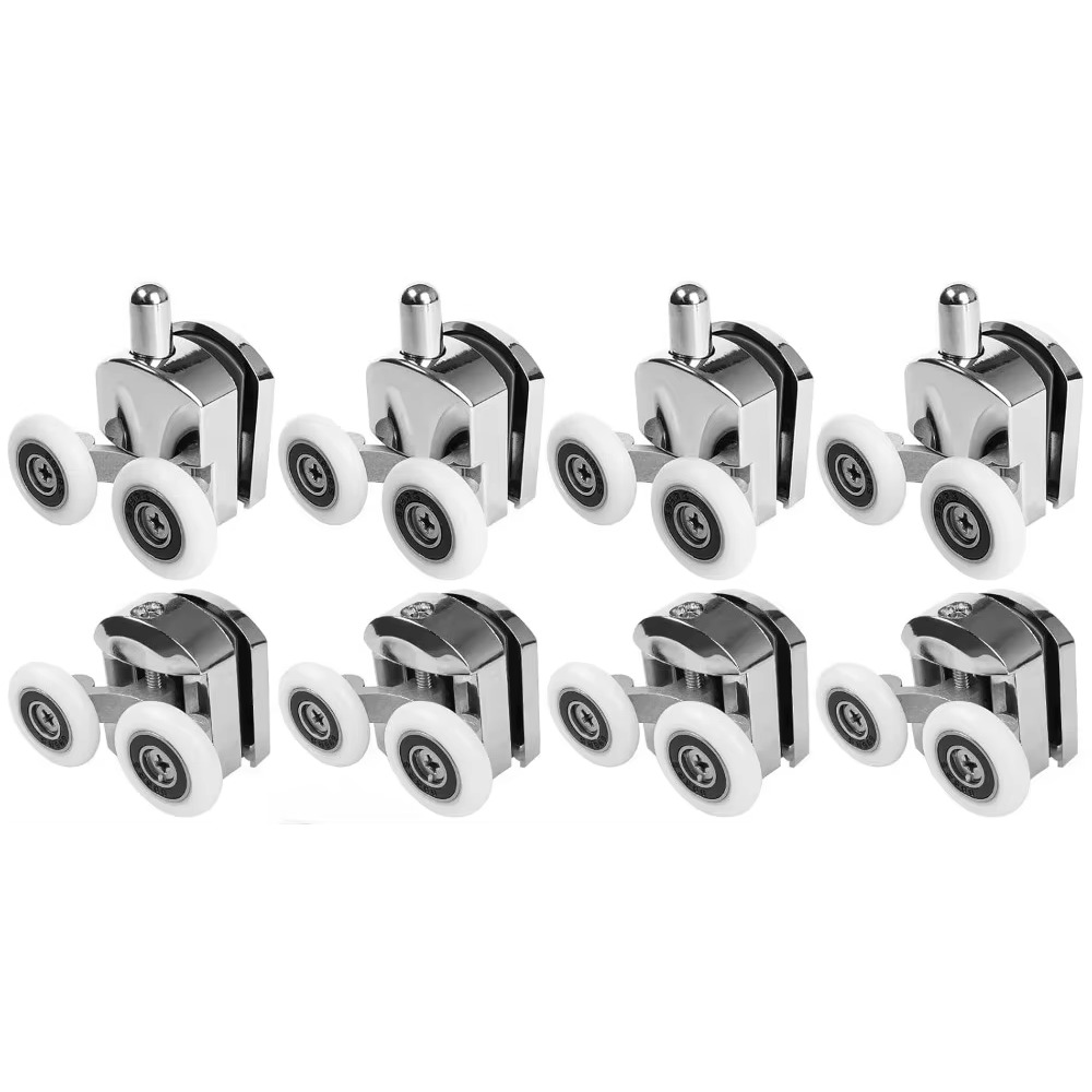 Shower Door Rollers 23mm Zinc Alloy Shower Door Wheels Curved Shower Rollers with Anti-Collision Block Bathroom Door Accessories: Beige