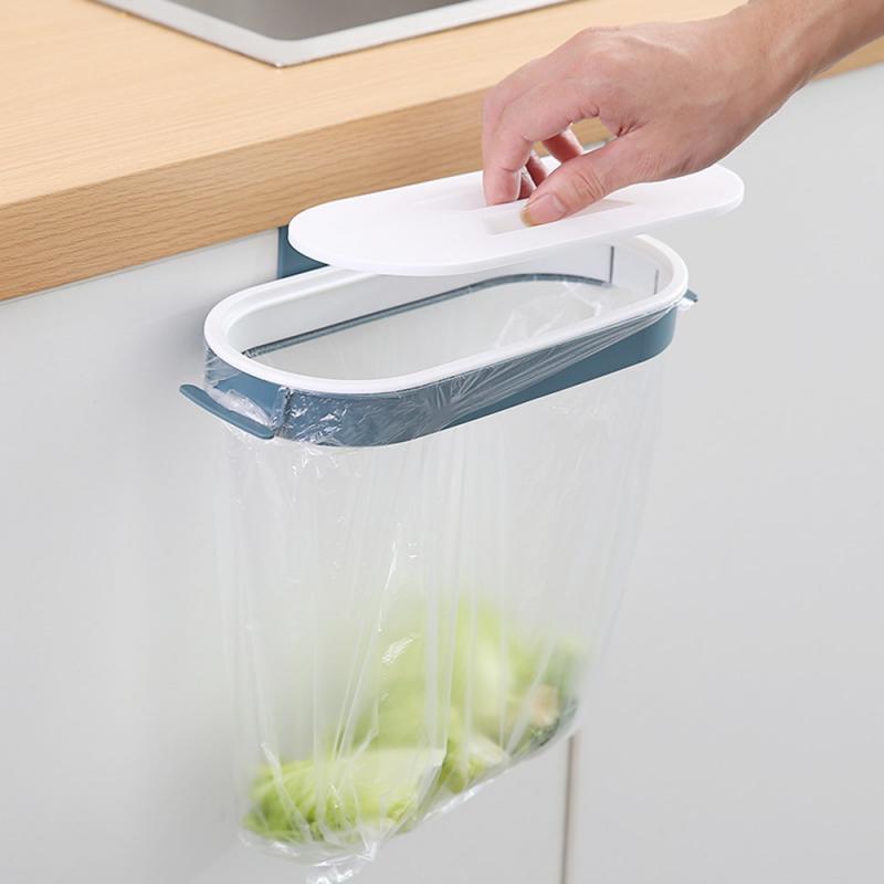 Porta bolsa de basura colgante armario de cocina soporte bastidor de almacenamiento de plástico cocina colgar basura estante para bolsas de basura