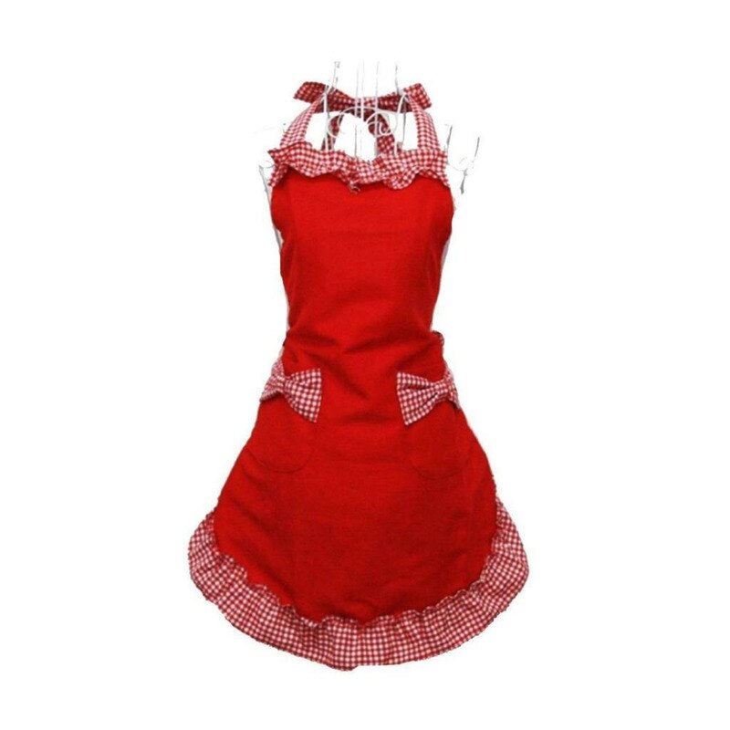 Cute Bar Cleaning Dress Bib Cooking Baking Restaurant Aprons Women Lady Adjustable kitchen apron Flirty Vintage Bowknot Pockets