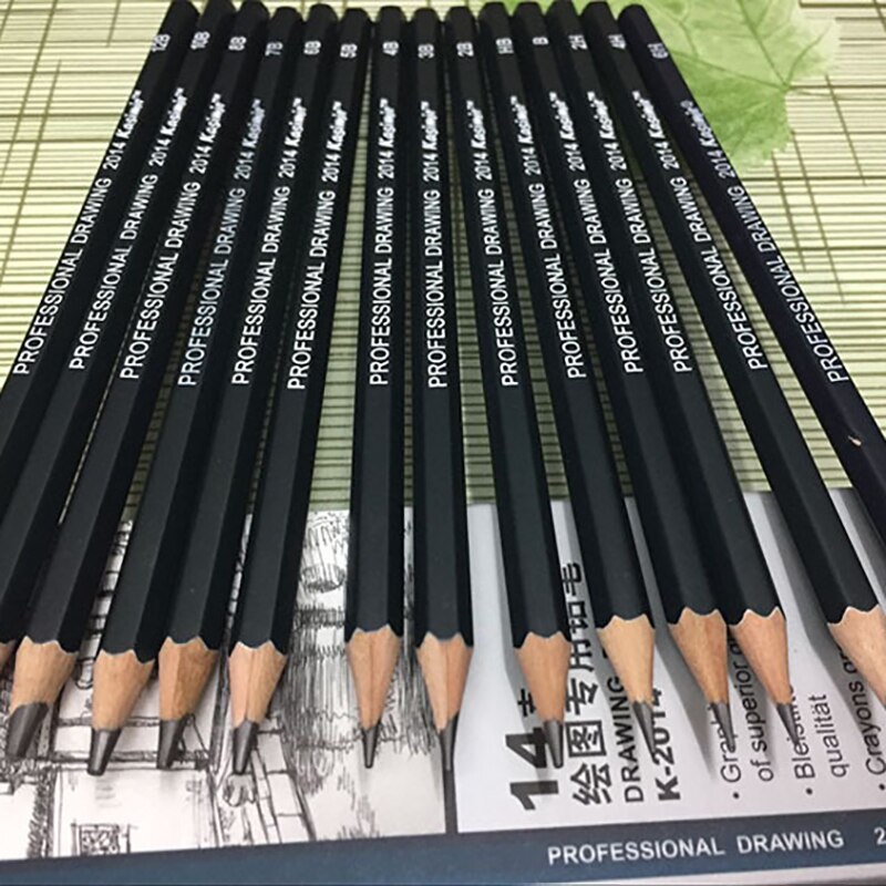 14 Pcs/lot Graphite Pencils Beautiful Painting Tool 6H-12B Professinal Set of 14 Sketch Art Drawing Pencil Sketching Pencils