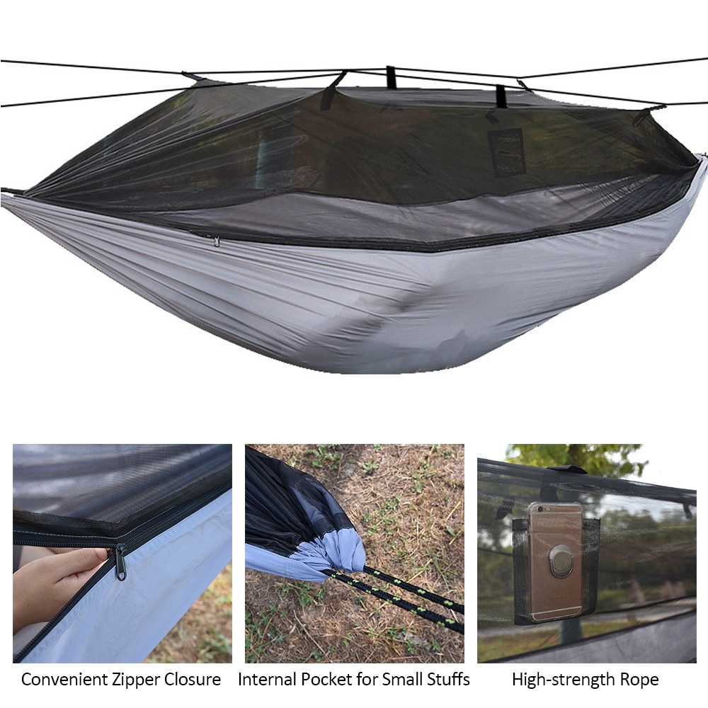 Camping Hangmat Met Mosquito Mesh Netto Lichtgewicht Draagbare Hangmat Voor Backpacken Camping Reizen Achtertuin Tent