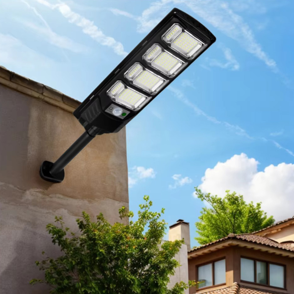 Solarbetriebene 3-seitige Flutlichtleuchte mit Fernbedienung, Bewegungsmelder, Wandlaterne für Höhle Außenbereich, Hoflampe für Parkplatz, Garage