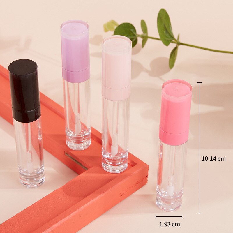 8ml plastik tykvæggede klar cylindrisk lipgloss tom tube kosmetisk pink lipgloss stick emballagebeholder
