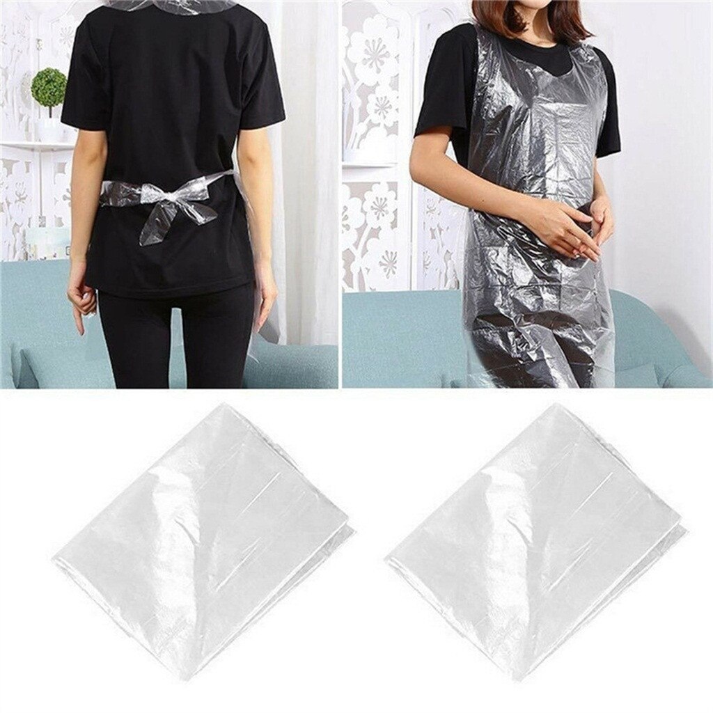 100pcs Disposable Apron Hair Cutting Cape Waterproof PE Salon Disposable Hair Coloring Capes Hair Cutting Cape Haircut Accessory: Default Title