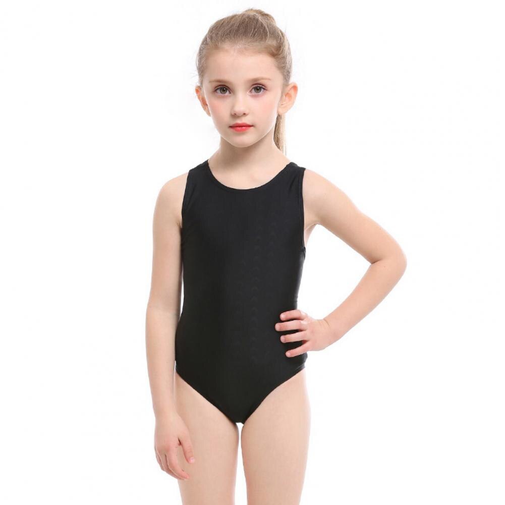 Children Swimsuit Super Soft Wear Resistant Nylon Sport One Piece Swimwear Children Bathing Suit for Kids: Black / XS