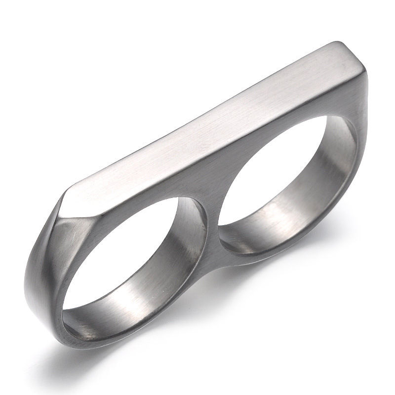 Twee Vinger Ringen Man Metal Hard Ring Voor Party 2 Vingers Ring Rebelse Ring Opstand Persoonlijkheid Sieraden Fzl Non-overeenstemming Jongen