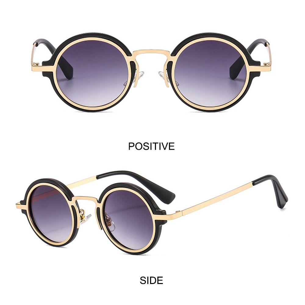 Gafas de sol de estilo Punk para hombre y mujer, lentes de sol con montura híbrida de Metal y PC, montura redonda, protección UV para tiro en la calle