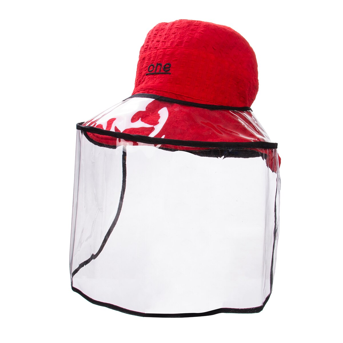 Anti Saliva Anti gotitas impermeable a prueba de viento letra de impresión Seguridad al aire libre protector transparente protector para todo el rostro Fishingman sombreros gorras: Rojo
