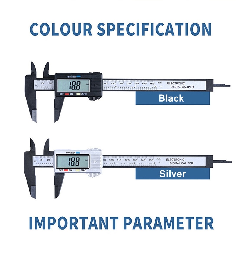 Calibrador Digital electrónico con batería, calibrador Vernier de fibra de carbono, micrómetro, herramienta de medición, regla Digital, 10/15cm