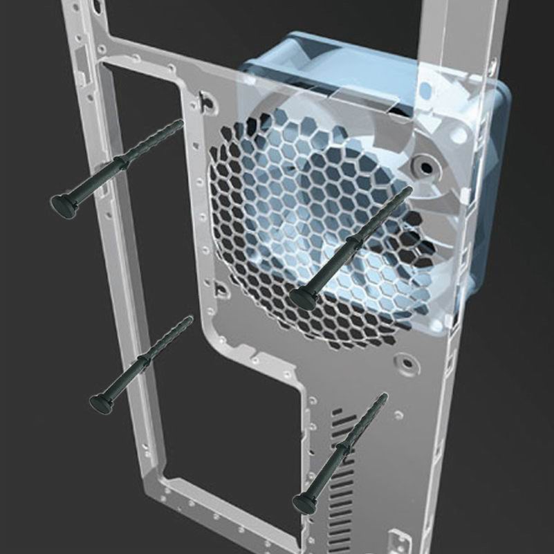 20 PCS 65mm PC Case Fan Mounting Screws Rubber Black Noise Absorbtion Shock Absorption Pins Rivet For Computer PC Case